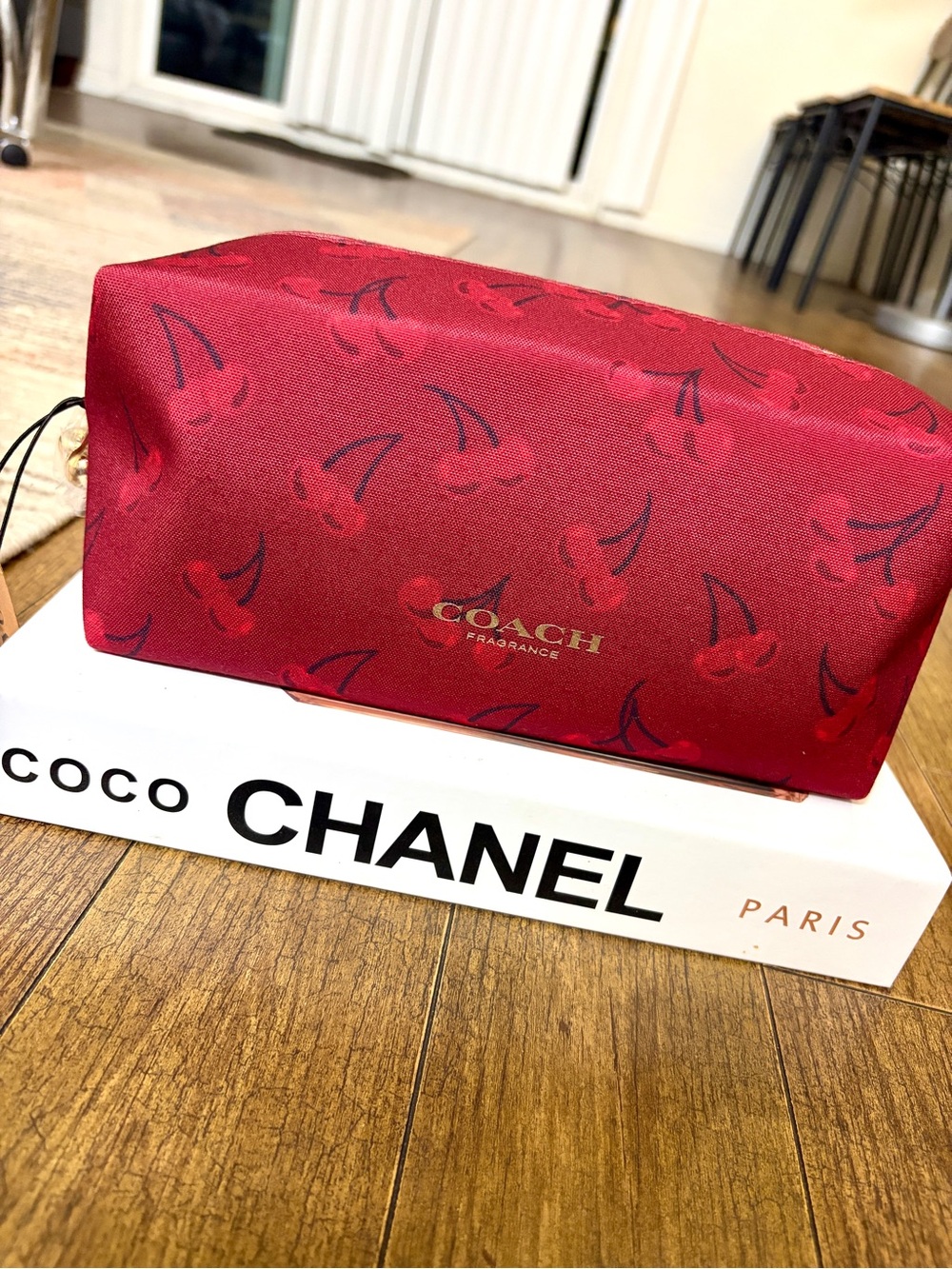 Coach Red Cherry Print Zip Cosmetic Pouch